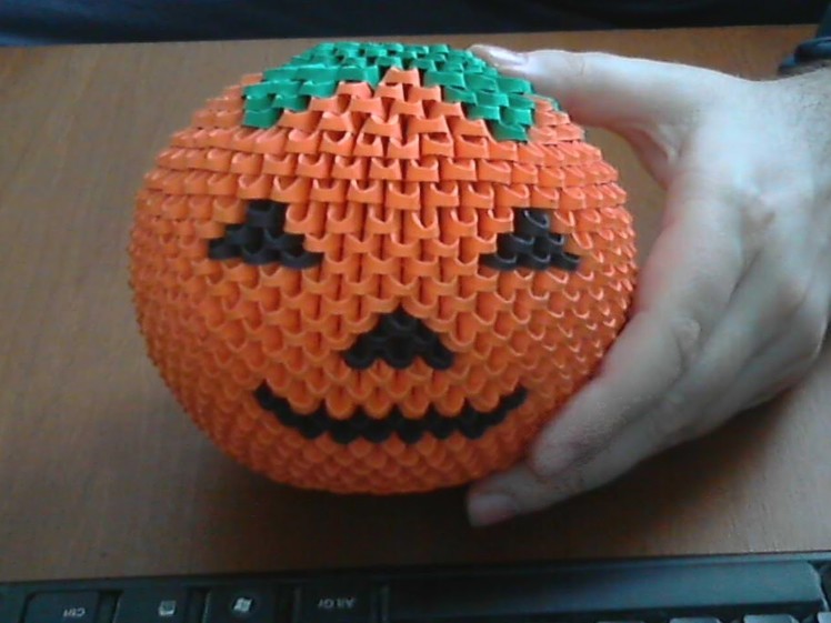 How to make 3d origami Halloween pumpkin model2