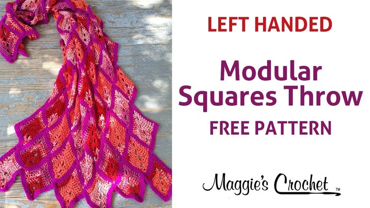 Modular Squares Throw Free Crochet Pattern - Left Handed
