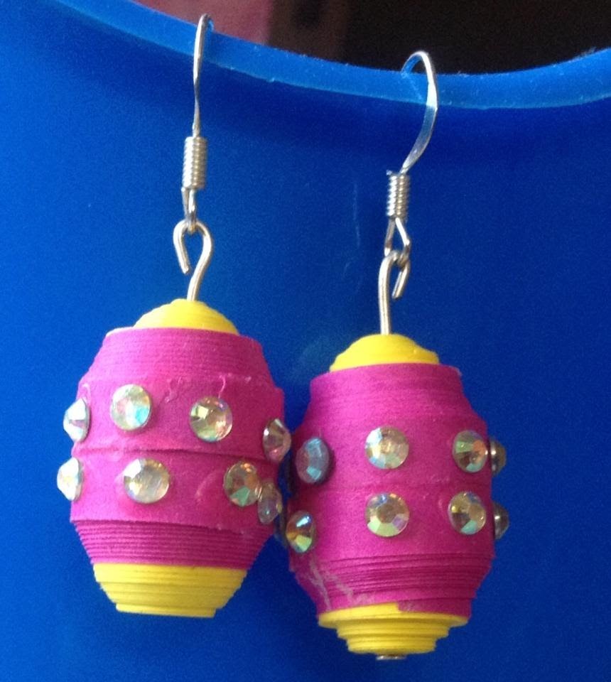 Paper jewelry earrings How to make multicoloured quilled big bead jhumka