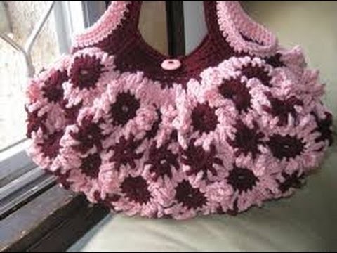 Crochet Flower Purse Tutorial 2 - Connectors and Handles