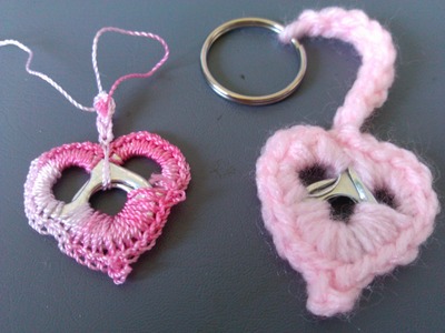 Crochet Soda tab Heart Key Ring - Super Easy
