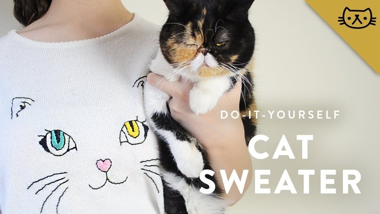 DIY Embroidered Cat Sweater with Pudge