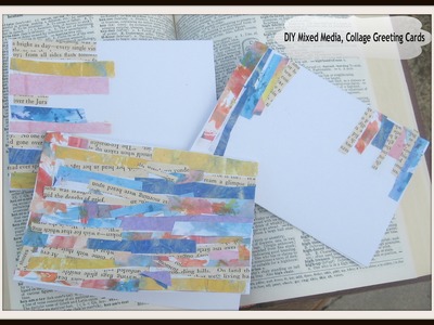 DIY Mixed Media Art Collage Greeting Cards. Mixed Media Collage Card Tutorial