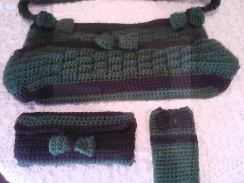 Matching crochet purse, wallet and cellphone case.