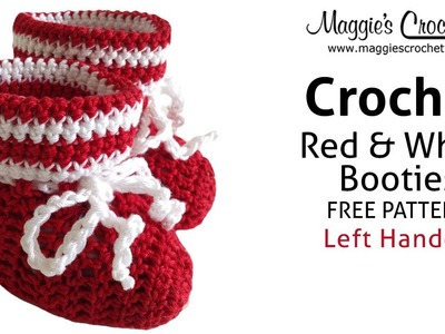 Red & White Bootie Free Crochet Pattern - Left Handed