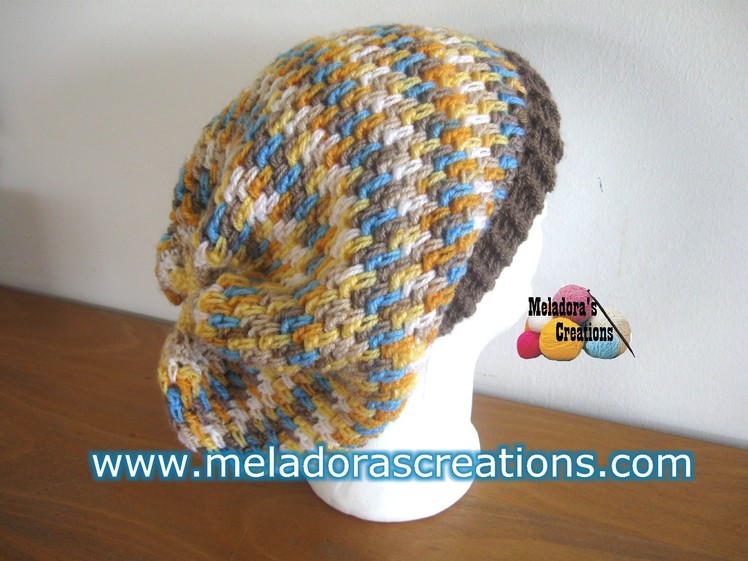 Thick Mesh Slouch Hat - Left Handed Version - Crochet Tutorial