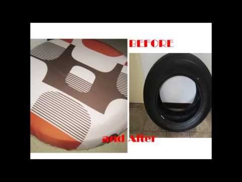 Trash to Treasure Old Tire [5 minute no sew] Easy Peasy DIY: Tire Ottoman