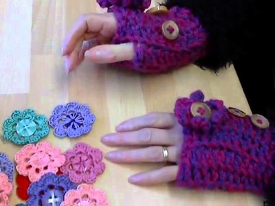 Crochet button flowers and my embroidery thread storage