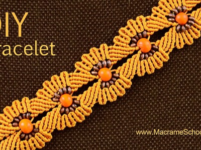 DIY Macramé Flower Bracelet with Beads ✿✿✿