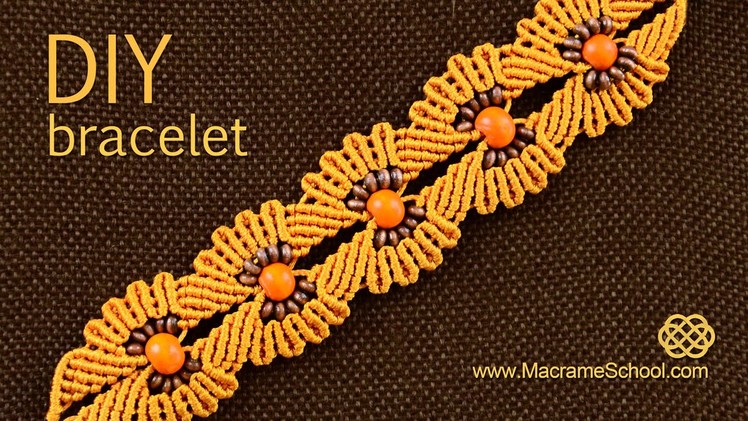 DIY Macramé Flower Bracelet with Beads ✿✿✿