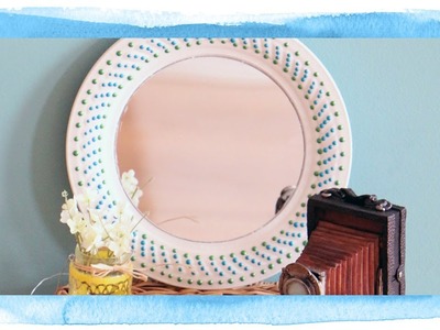 DIY Mirror using an old plate and Viva Decor Pearl Pens