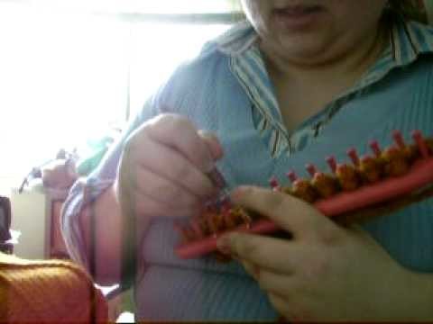Double Knit Stockinette (Holiday Purse) single side bind-off (Loom.Rake Knit)