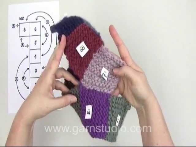 DROPS Technique Tutorial: How to assembly slippers with squares after a chart