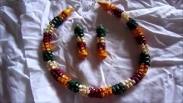 Handmade Jewelry - Paper Quilling Beaded Necklace and Earrings (CODE - FAH200) - Not Tutorial