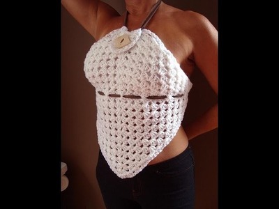 How to crochet a GRANNY SQUARE HALTER TOP