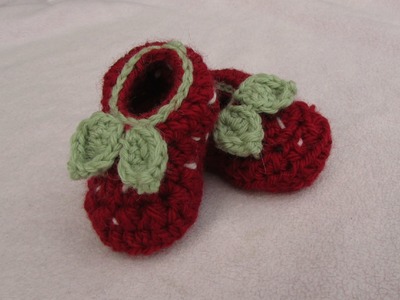 VERY EASY crochet strawberry baby booties - crochet shoes for beginners