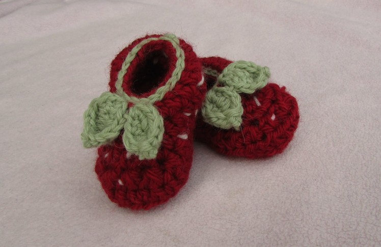 VERY EASY crochet strawberry baby booties - crochet shoes for beginners