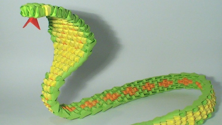 3D origami green snake tutorial