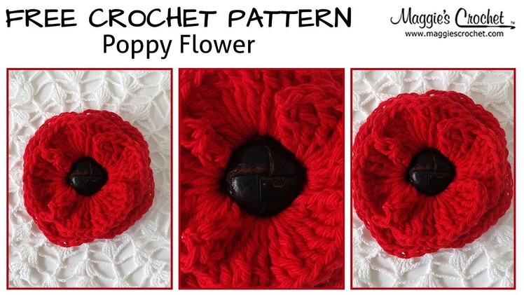 Button Poppy Free Crochet Pattern - Right Handed