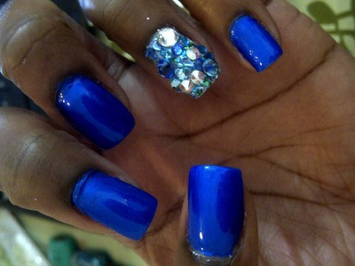 DIY:Beyonce Blue Inspired Nails (swaroski crystals)