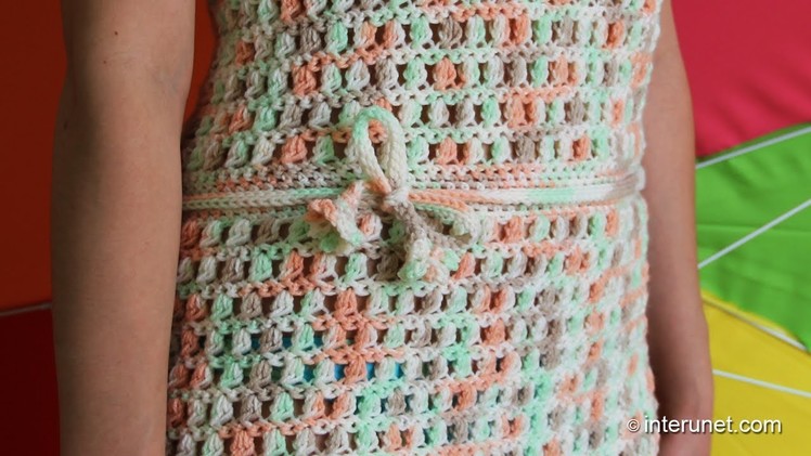 How to crochet a belt with flowers on both ends to the beach dress