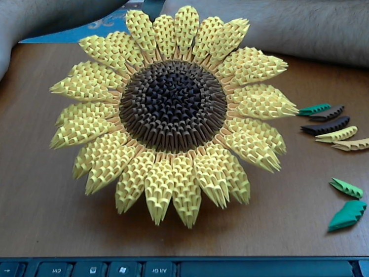 How to make 3D Origami Sunflower part1