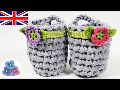 How to make a crochet Basket DIY Crochet Basket with Crochet Flowers Mathie
