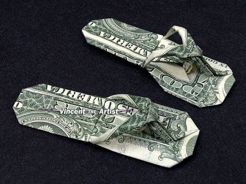 Money Origami FLIP-FLOP SANDALS - Dollar Bill Art