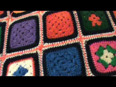 My Very Old Granny Square Afghan made by my Great Grandma:)
