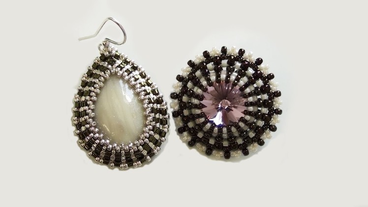 BeadsFriends: beaded earrings with Swarovski crystals and polymer clay cabs | Beaded Jewellry