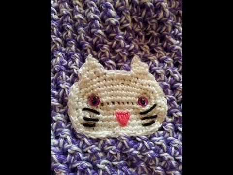 Crochet Easy Simple Cute Kitty Cat Applique DIY Tutorial