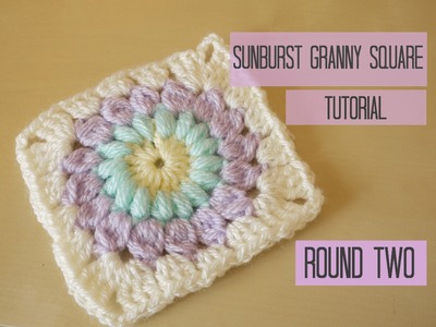 CROCHET: Sunburst granny square tutorial, ROUND TWO | Bella Coco