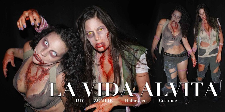 DIY Walking Dead inspire ZOMBIE Costume and Makeup!!! No sewing!!! GIVEAWAY!!!