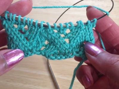 How To Knit Lace - Loose Lattice Lace Part 7 (knit row 11)