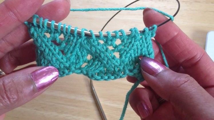How To Knit Lace - Loose Lattice Lace Part 7 (knit row 11)