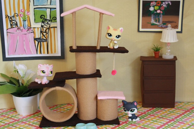 How to Make a Doll Cat Scratching Post Condo - Doll Crafts