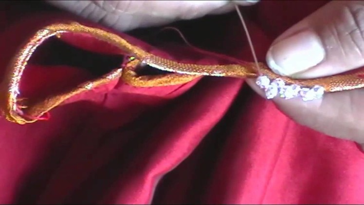 HOW TO - SEW A BEADED EDGINGS IN A BLOUSE SLEEVES. NECK