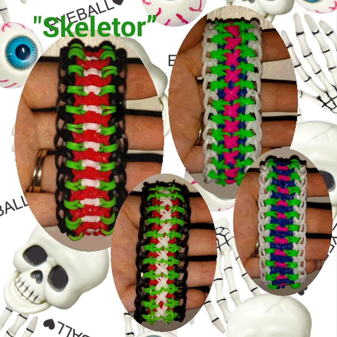 My NEW Reversible "Skeletor" Rainbow Loom Bracelet. How  To Tutorial