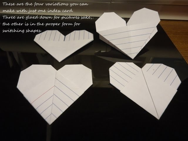 ORIGAMI Moving Index Card Heart Part 1, Super easy