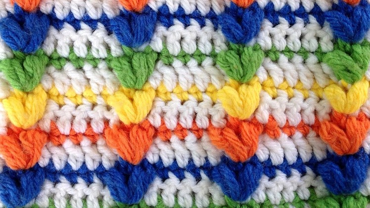 Rainbow Puff Crochet Stitch Pattern - LEFT Handed by Maggie Weldon of Maggie's Crochet