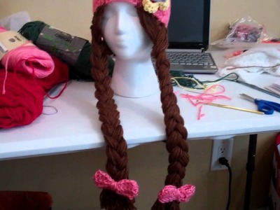 Crochet Girls beanie with Long hair