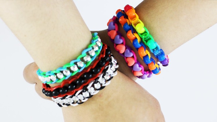 How to make a single chain rubber band bracelet with beads in 5 minutes