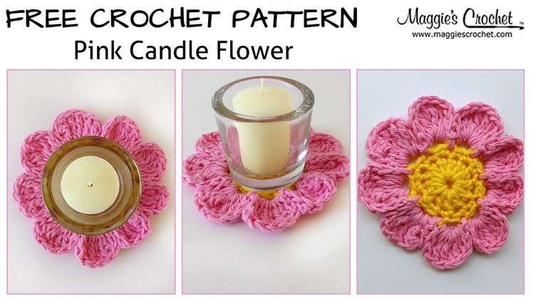 Pink Candle Flower Free Crochet Pattern - Right Handed