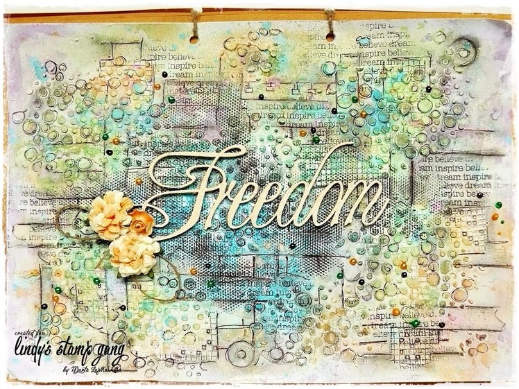 Tutorial Mixed Media Art Journal Page for Lindy's Stamp Gang Freedom