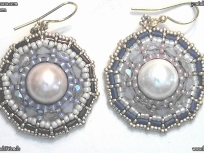 BeadsFriends: Beaded Earrings - Wheel Earrings with seed beads, bugles and Swarovski bicones