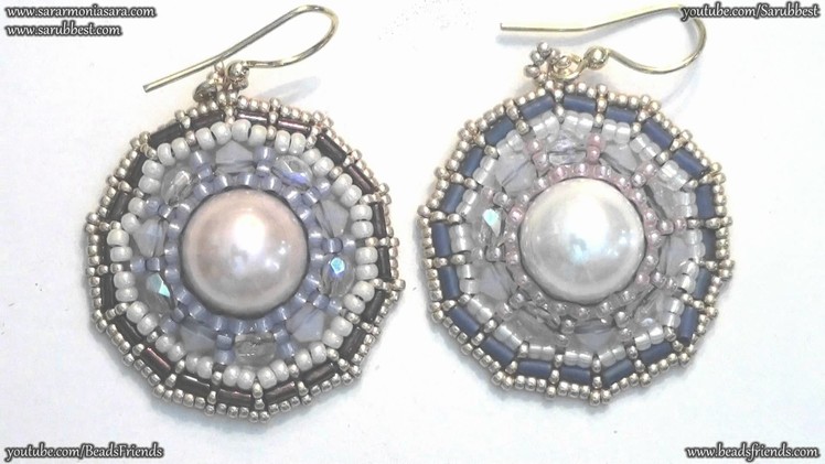 BeadsFriends: Beaded Earrings - Wheel Earrings with seed beads, bugles and Swarovski bicones