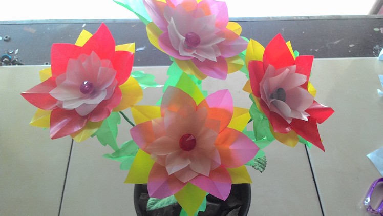 DIY craft - how to make flowers from plastic