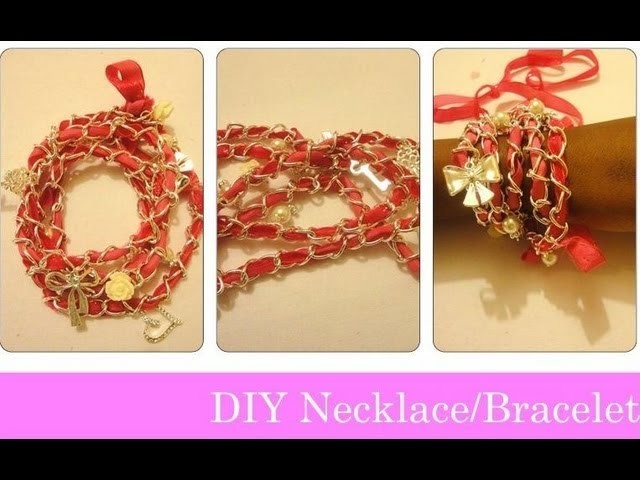 DIY Ribbon Chain Necklace. Bracelets SUPER EASY IN 1 MIN!