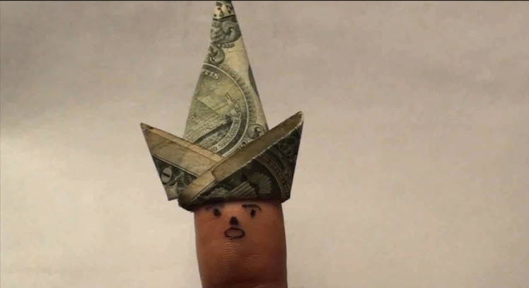 Easy Origami Finger Puppet Hat - $1 One Dollar Bill Cap for Finger Puppets - Easy Tutorial How To