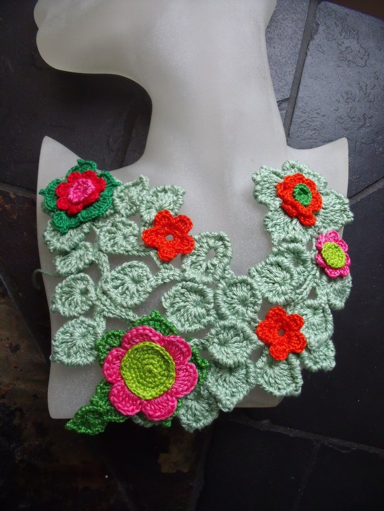 Freeform crochet bib necklace by Fibreromance